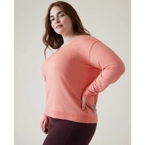Athleta Womens Plus Size 1X‎ Mindset Sweatshirt Island Coral Pullover Athleisure
